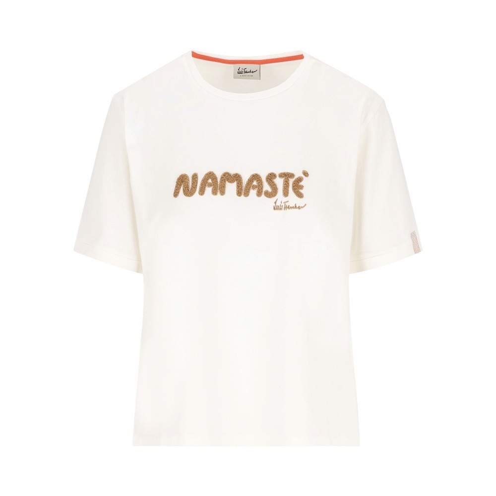 Luis Trenker White Cotton Namaste Boucle Graphic Tee Shirt Womens Small T44510